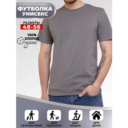 Футболка , хлопок, размер 50, серый