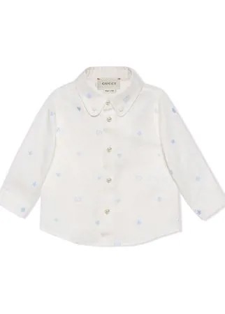 Gucci Kids рубашка оксфорд с вышивкой