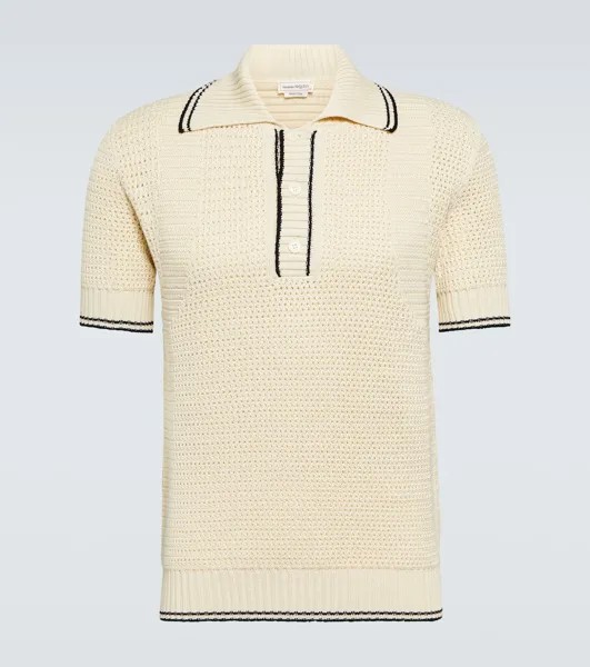Трикотажная рубашка-поло из хлопка Alexander McQueen, бежевый