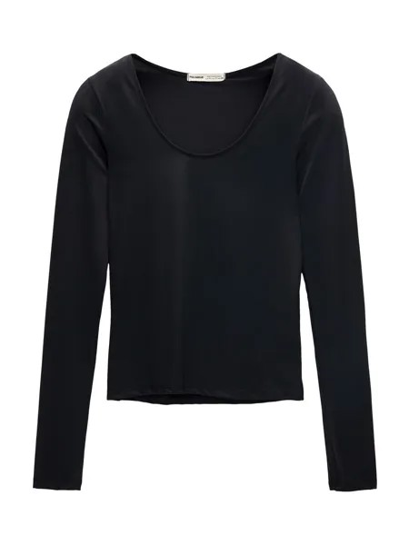 Лонгслив Pull&Bear, черный