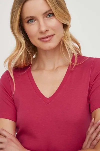 Хлопковая футболка United Colors of Benetton, розовый