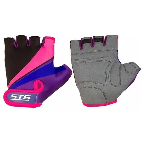 Перчатки STG мод.909 с защитной прокладкой,застежка на липучке,размер С,Фиолет/черн/розовые Х87909-С
