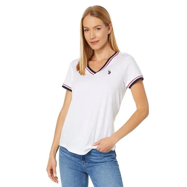 Футболка U.S. Polo Assn. Signature Tape V-Neck Tee, белый