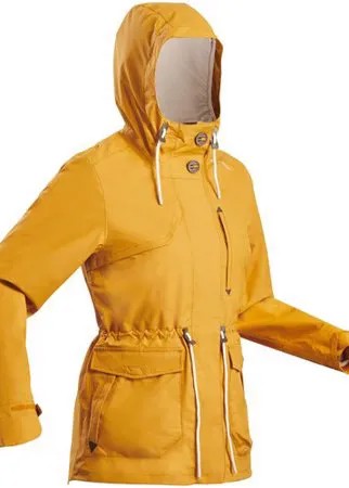 Куртка женская для походов на природе водонепроницаемая – NH550, размер: S, цвет: Горчичный/Бежево-Серый QUECHUA Х Декатлон