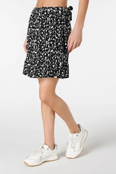 Короткая укороченная юбка с цветочным узором Colin'S, черный