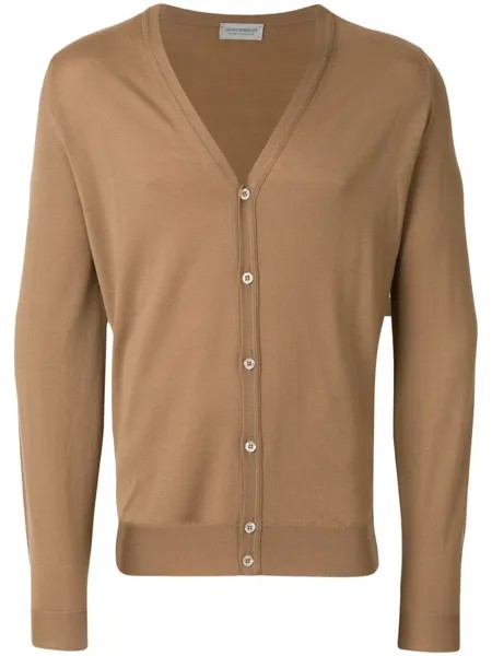 John Smedley кардиган с V-образным вырезом, коричневый
