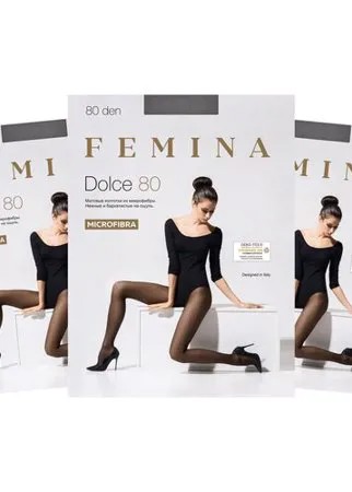 Женские матовые колготки Femina, Dolce 80 den из микрофибры,набор 3 шт., дымчатый, размер 3