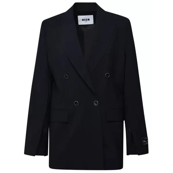 Куртка navy virgin wool blend blazer Msgm, синий