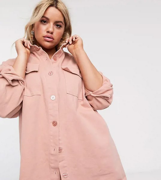 Розовая джинсовая oversized-рубашка Missguided Plus-Розовый