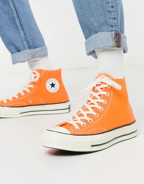 Высокие оранжевые кеды Converse chuck '70-Оранжевый