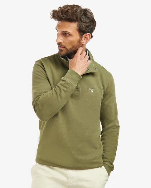 Мужской плюшевый свитер на молнии Barbour, зеленый