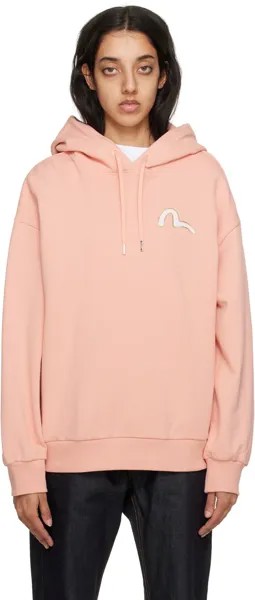 Худи розового цвета с изображением кои с татуировкой Evisu