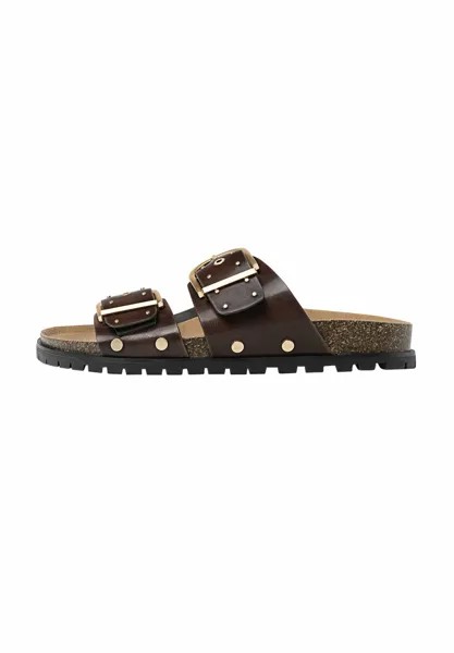 Тапочки Flat With Buckles Stradivarius, коричневые