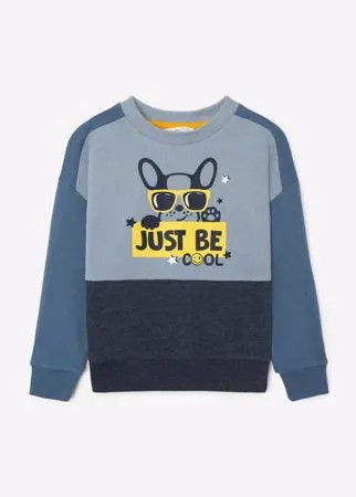 Синий свитшот oversize с принтом JUST BE для мальчика Gloria Jeans