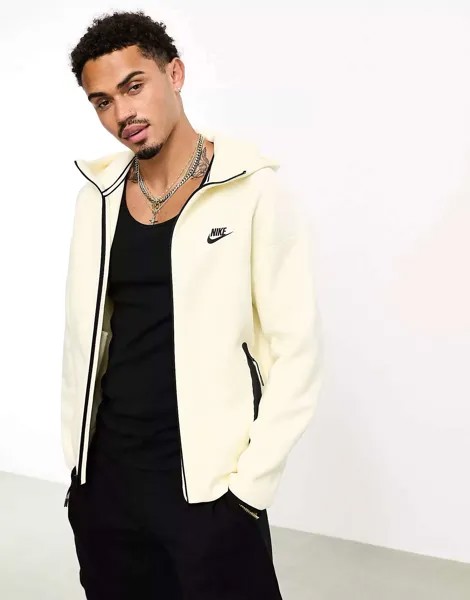 Кремовая худи с молнией во всю длину Nike Tech Fleece