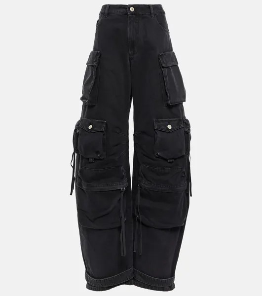 Джинсовые брюки карго Fern с заниженной талией THE ATTICO, черный