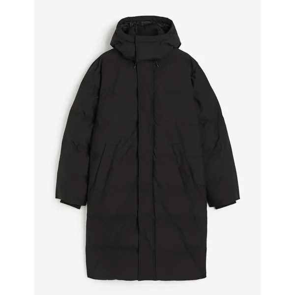 Длинная куртка-пуховик H&M Regular Fit, черный