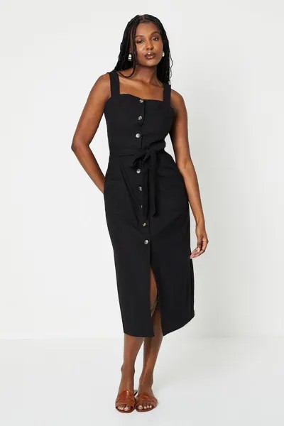Платье миди на пуговицах Dorothy Perkins, черный