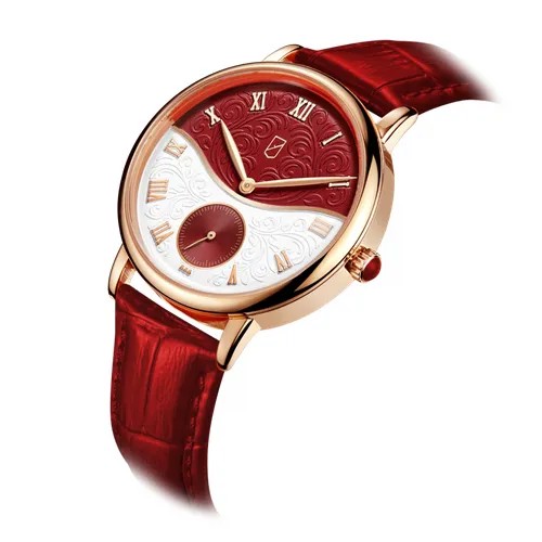 Наручные часы УЧЗ 3058L-4, красный, золотой