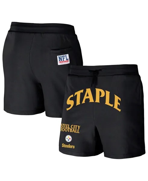 Мужские шорты nfl x staple black pittsburgh steelers new age throwback vintage-like wash fleece short NFL Properties, черный