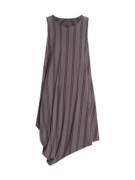 Платье из джерси в полоску с драпировкой Issey Miyake, серый