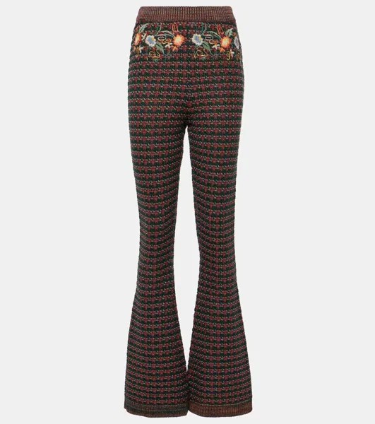 Расклешенные брюки с высокой посадкой и вышивкой Etro, цвет multicolour on white base