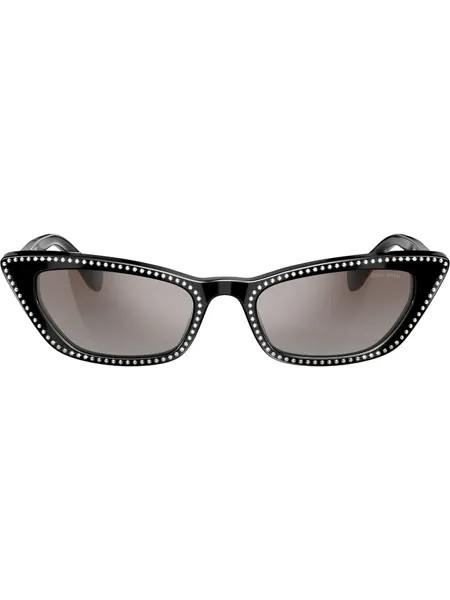 Miu Miu Eyewear солнцезащитные очки в декорированной оправе 'кошачий глаз'