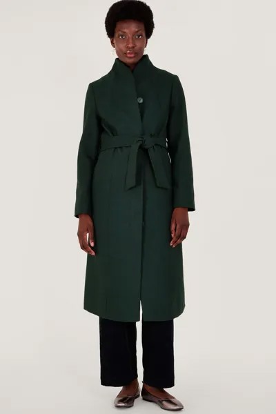 Зеленое пальто Saskia с поясом Monsoon, зеленый