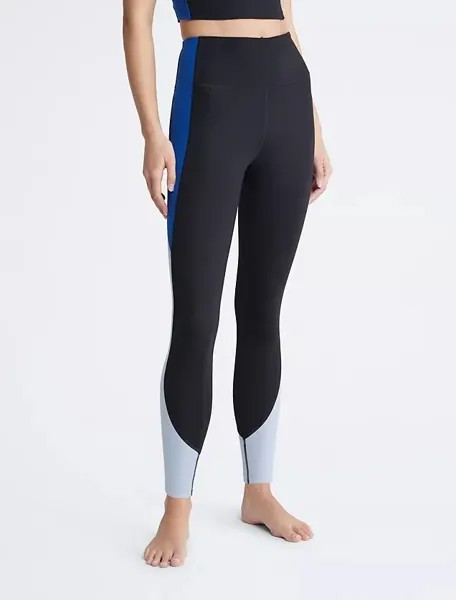 Спортивные леггинсы Calvin Klein Performance Embrace High Waist Colorblock 7/8, черный/синий