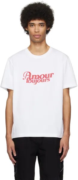 Белая футболка с надписью Amour Toujours Carne Bollente