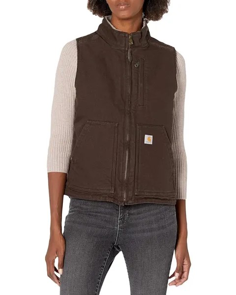 Утепленный жилет Carhartt OV277 Sherpa Lined Mock Neck, цвет Dark Brown