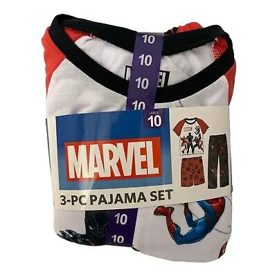Супермягкая футболка, пижама с шортами и брюками Marvel Boys из 3 предметов (10)