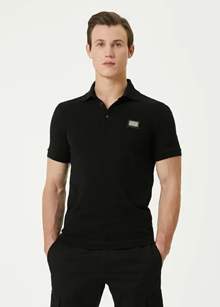 Черная футболка с воротником поло essential Dolce&Gabbana