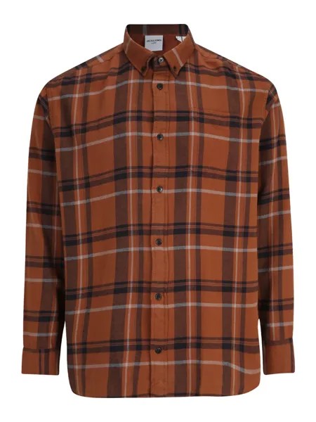Рубашка на пуговицах стандартного кроя Jack & Jones Plus BROOK, темно-рыжий/темно-коричневый