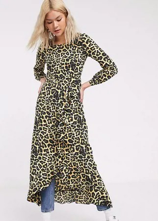Платье макси с леопардовым принтом о оборками Verona-Мульти