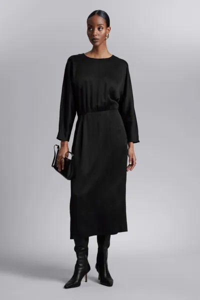 Платье миди с открытой спиной H&M, черный