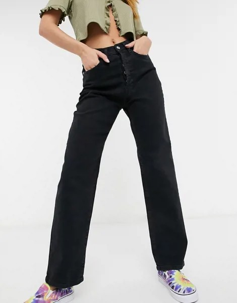 Черные джинсы прямого кроя из органического хлопка NA-KD-Черный цвет