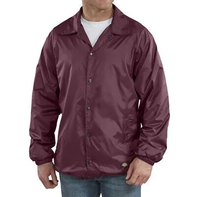 Dickies Snap Front Lined Windbreaker Мужская нейлоновая куртка бордового стиля #76242
