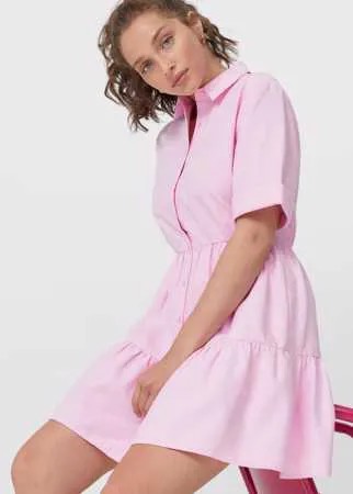Stradivarius Короткое Платье-Рубашка Цвет Темной Фуксии S