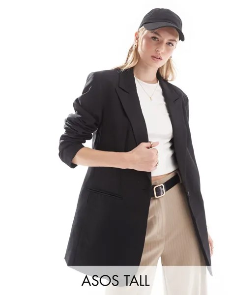 Черный однобортный пиджак ASOS DESIGN Tall