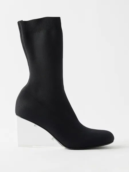 Ботинки-носки shard 75 на каблуке из плексигласа Alexander McQueen, черный