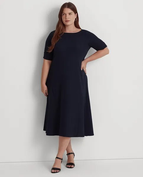 Платье миди с французскими рукавами Lauren Ralph Lauren, темно-синий