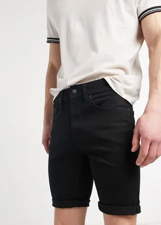 Черные зауженные джинсовые шорты Burton Menswear-Черный цвет