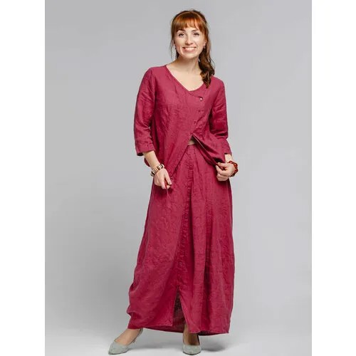 Костюм Kayros, блуза и юбка, повседневный стиль, свободный силуэт, пояс на резинке, размер 50-52, красный