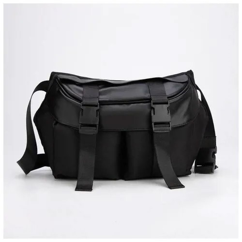 Waist bag Поясная сумка на молнии, 2 наружных кармана, цвет чёрный