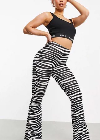 Трикотажные расклешенные брюки с принтом «зебра» Missguided-Многоцветный