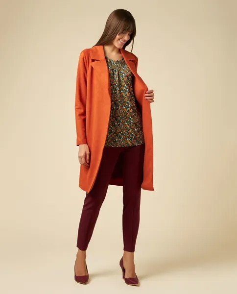 Женское пальто с эффектом замши Iwie, флуоресцентный оранжевый