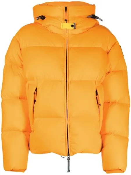 Parajumpers пуховик с нашивкой-логотипом, оранжевый