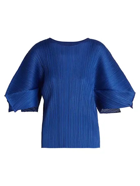 Плиссированный топ с объемными рукавами Pleats Please Issey Miyake, синий