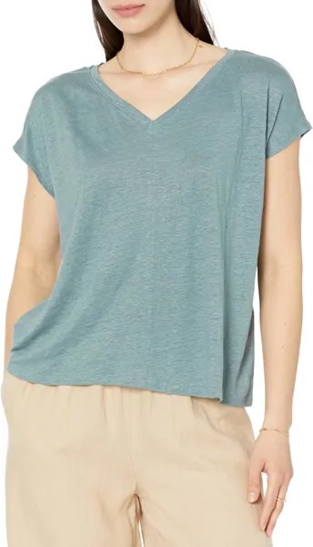 Футболка Eileen Fisher V-Neck Square Tee, цвет Nile